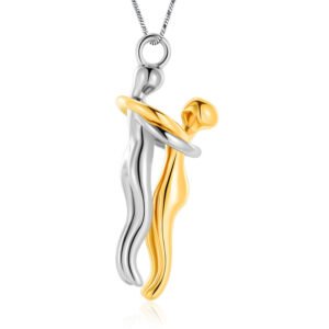 Memorial couple hugging necklace Stainless Steel silver and Gold Color