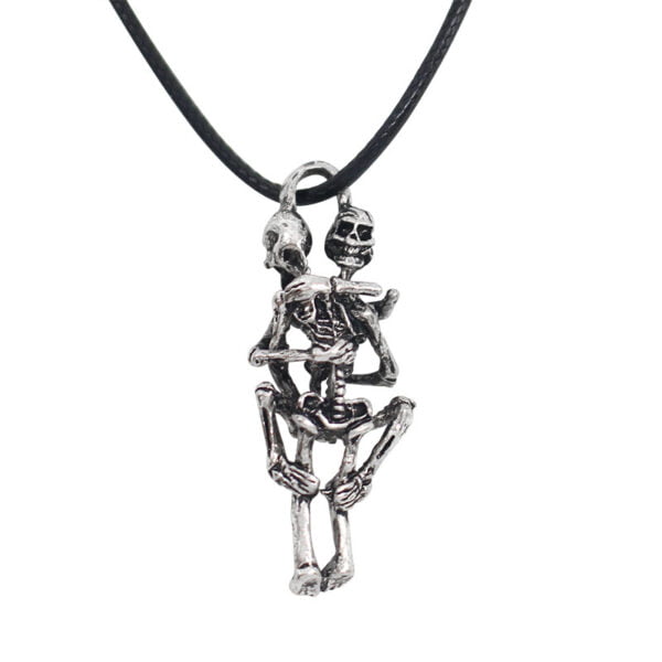 Skull Hug Necklace Leather String