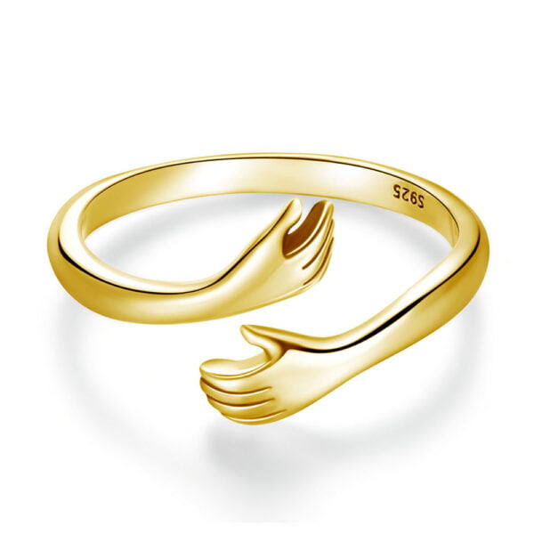 925 sterling silver hug ring gold color